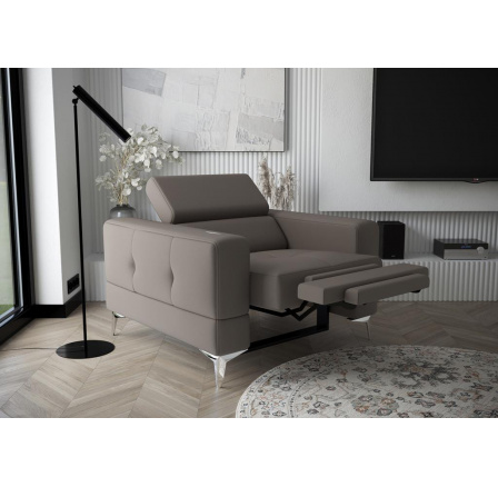 Křeslo TOSCANIA , relax přírodní kůže - Šedá kůže Křeslo TOSCANIA , relax přírodní kůže - Šedá kůže