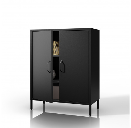 Černá skříňka s policemi na kovových nožkách VITO Modern 800 x 1015 x 400 mm Černá skříňka s policemi na kovových nožkách VITO Modern 800 x 1015 x 400 mm