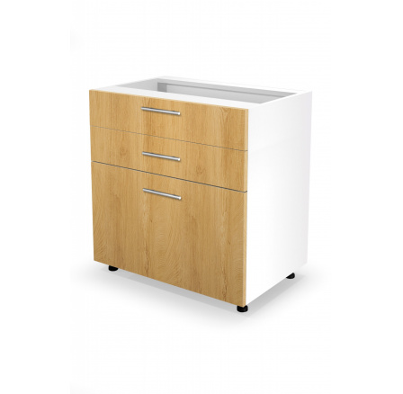 VENTO D3S-80/82 spodní skříňka se zásuvkami, čelní mechanika Hettich: medový dub (1ks=1ks)