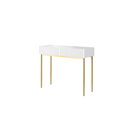 Moderní Toaletní stolek Nicole - Bílý mat / zlaté nohy