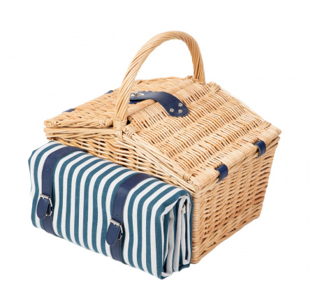Piknikový koš ORLANDO pro 4 osoby s podložkou s dvojitou klapkou 40x28x20 cm 889085