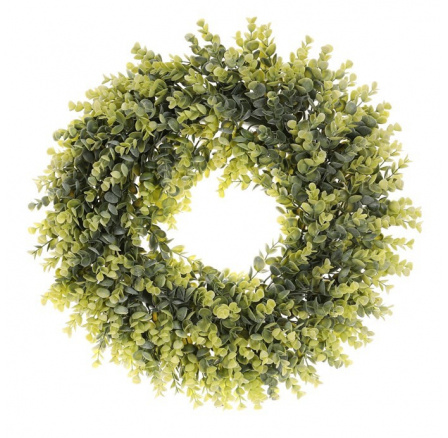Věnec umělý - pr. 50 cm, eukalyptus, barva zelená