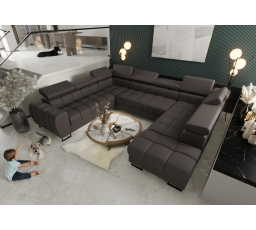 Rohová sedací souprava ASPEN MAX I 265x350x225 cm přírodní kůže - šedá kůže , levá