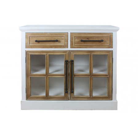 Komoda dřevěná, barva bílá antik a přírodní