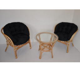 Ratanová sedací souprava Java polstr černý Maxi