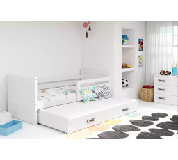 Dětská postel RICO s přistýlkou 90x200 cm, bez matrace, Bílá/Bílá