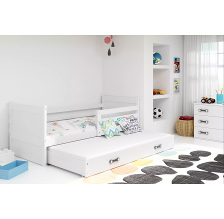 Dětská postel RICO s přistýlkou 90x200 cm, bez matrace, Bílá/Bílá