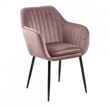 Židle Emilia Velvet dusty rose/černá
