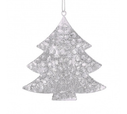 Stromek kovový - závěsná ozdoba, barva stříbrná