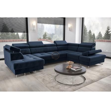 Rohová sedací souprava GALAXY MAX II s funkcí spaní 210x350x165 - modrá, pravá