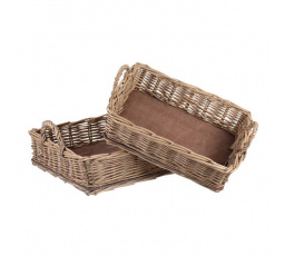 Tác proutěný - obdélníkový tvar, šedý, cena za sadu 2 ks