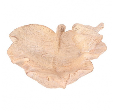 Krmítko/pítko - polyresin, list s ptáčky, imitace dřeva