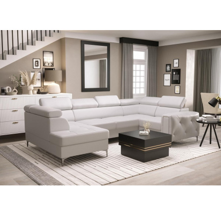 Rohová sedací souprava ORION MAX II s funkcí spaní 165x350x185 cm - bílá eko kůže, pravá Rohová sedací souprava ORION MAX II s funkcí spaní 165x350x185 cm - bílá eko kůže, pravá