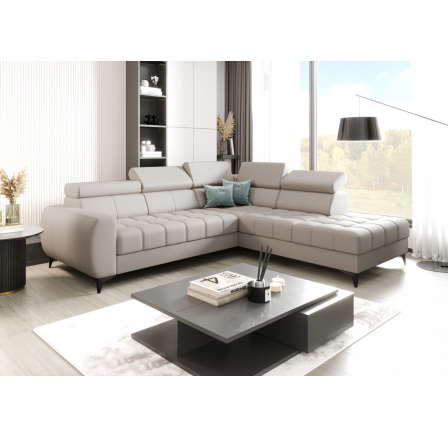 Rohová sedací souprava PORTO přírodní kůže 225x255 cm - šedá kůže , pravá Rohová sedací souprava PORTO přírodní kůže 225x255 cm - šedá kůže , pravá