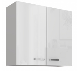 Horní skřínka BIANCA - 80 G-72 2F, Šedá / Bílý lesk