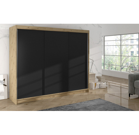 Skříň Debora II 200 - dub artisan/černá Skříň Debora II 200 - dub artisan/černá