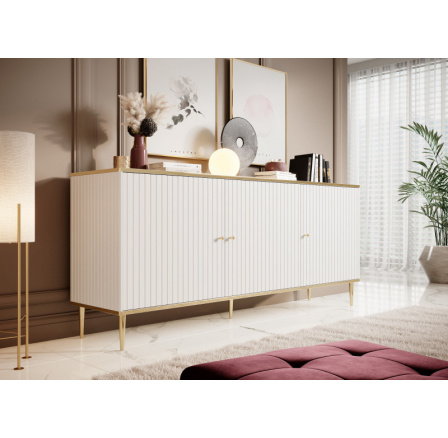 Komoda GLAMOUR 180, Bílá MAT / zlatá
