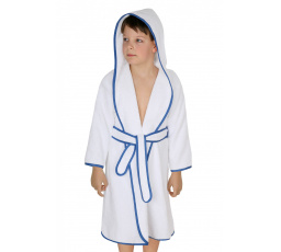 Dětský froté župan bílý s modrou stuhou kluky 5-7 let