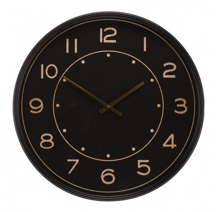 Hodiny nástěnné - černé, arabské číslice, kovové, 60 cm