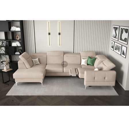 Rohová sedací souprava MALIBU MAX II s funkcí spaní a relaxací 180x350x182 cm - béžová, Pravá strana Rohová sedací souprava MALIBU MAX II s funkcí spaní a relaxací 180x350x182 cm - béžová, Pravá strana