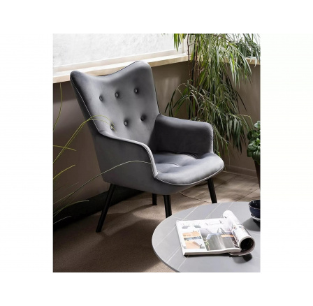 Křeslo CARMEN VELVET, Šedý Bluvel 14/Černý mat