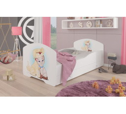 Postel s matrací a šuplíkem PEPE DOG AND CAT 160x80 Bílá
