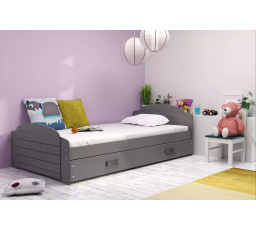 Dětská postel LILI 90x200 cm se šuplíkem, s matrací, Grafit/Grafit