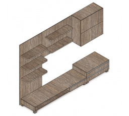 Obývací stěna 300x59x210cm, mdf, hnědá, 9HQ08