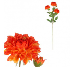 Jiřina - umělá květina, 5 květů, oranžová barva