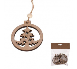 Stromek v kruhu - závěsný, dřevo, přírodní, cena za balení (8 ks)