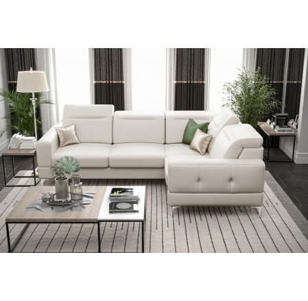Rohová sedací souprava MALIBU přírodní kůže 250X180 cm - pravá, Kůže slonová kost Rohová sedací souprava MALIBU přírodní kůže 250X180 cm - pravá, Kůže slonová kost