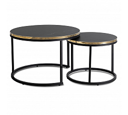 Sada stolků ARON Černý Mramor/Zlatý