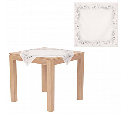 Ubrus - vzor se stříbrnými ozdobami, 100% polyester, 80 x 80 cm