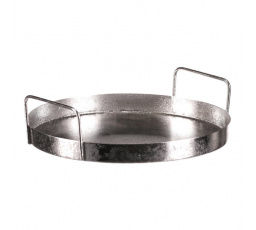 Tác kovový s uchy - kulatý tvar, barva stříbrná