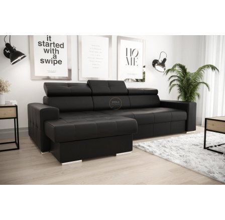 Rohová sedací souprava MARGO 160x250 přírodní kůže - černá kůže , levá - K-70 Rohová sedací souprava MARGO 160x250 přírodní kůže - černá kůže , levá - K-70