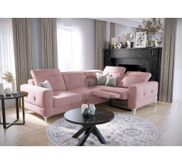 Rohová sedací souprava MALIBU , relax s funkcí spaní 185x250 cm - pravá, růžová