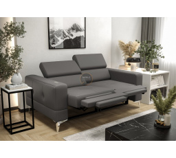 Sofa TOSCANIA II , relax 185 cm přírodní kůže - Šedá kůže