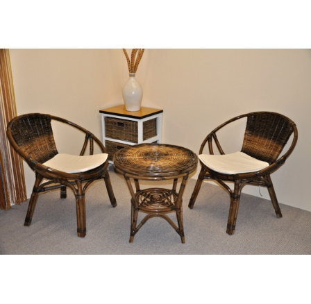 Ratanová sedací souprava Moon 1+1 s polstrem Ratanová sedací souprava Moon 1+1 s polstrem