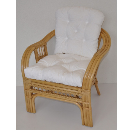 Ratanové křeslo Rio De Janeiro medové - polstr bílý Ratanové křeslo Rio De Janeiro medové - polstr bílý