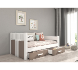 Postel dětská BIBI s matrací 200x90 White+Truffle s matrací