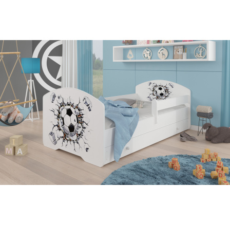 Postel s matrací, zábranou a šuplíkem PEPE BALL 140x70 Bílá Postel s matrací, zábranou a šuplíkem PEPE BALL 140x70 Bílá