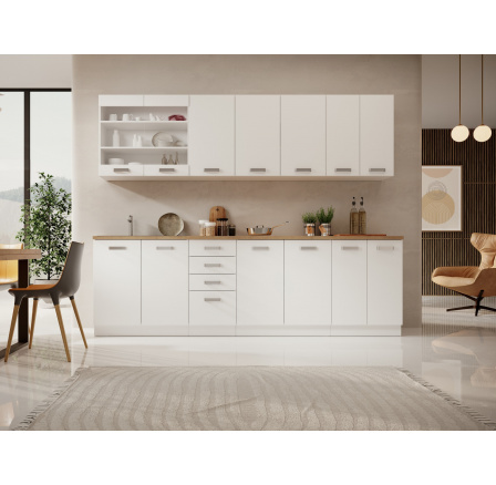 Meble Kuchenne BUBBLE 260 Biały+Dąb Lancelot