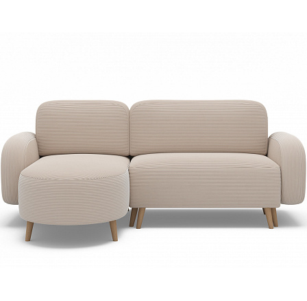 Bawal corner sofa with sleeping function and storage compartment, beige velvet, left-hand side Jarell 18 188x100 Left 1