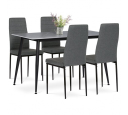 Jídelní set s 4 židlemi, 130x70x76cm mramor, ASE-1003 GREY2