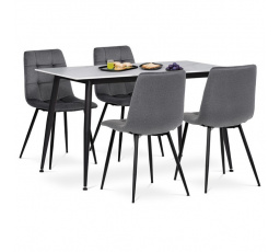Jídelní set s 4 židlemi, 130x70x76cm mramor, ASE-1038 GREY2