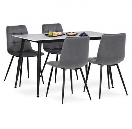 Jídelní set s 4 židlemi, 130x70x76cm mramor, ASE-1038 GREY2