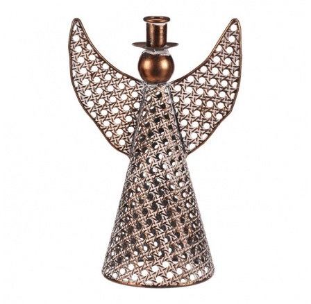 Anděl kovový - 28 cm, na kónickou svíčku, měděný Anděl kovový - 28 cm, na kónickou svíčku, měděný