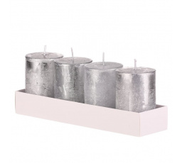 Svíčka adventní - parafín, stříbrná, cena za balení (4 ks)