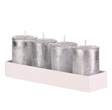 Svíčka adventní - parafín, stříbrná, cena za balení (4 ks)