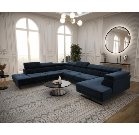 Rohová sedací souprava EMPORIO MAX II 300X350X180 - modrá , levá Rohová sedací souprava EMPORIO MAX II 300X350X180 - modrá , levá